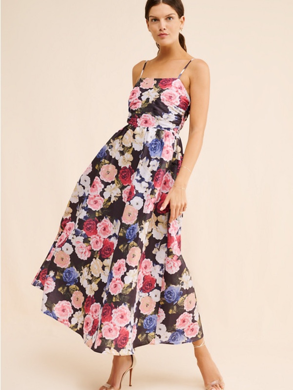 If By Sea A-Line Floral Maxi Dress Black Multicolor Floral Maxi Dress